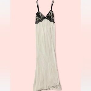 Elegant Black and Cream Lace Slip Dress